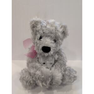 Gund Hunee Bea Light Gray Shaggy Bear Holding A Baby Bear 11 Inch.